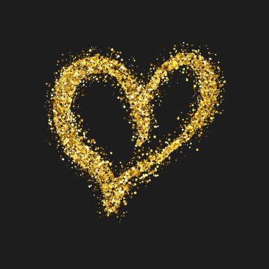 Koyu arkaplanda altın parıldayan kalp