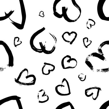 Kusursuz desen, elle çizilmiş kalpler.