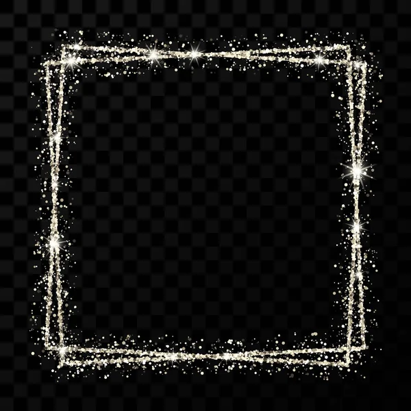 Silver shiny double square frame with light effects — 스톡 벡터