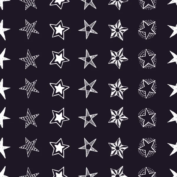 Garabato sin costura dibujado a mano estrellas — Vector de stock