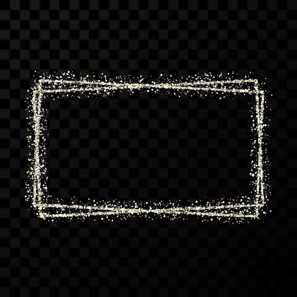 Silver shiny double rectangle frame with light effects — 스톡 벡터