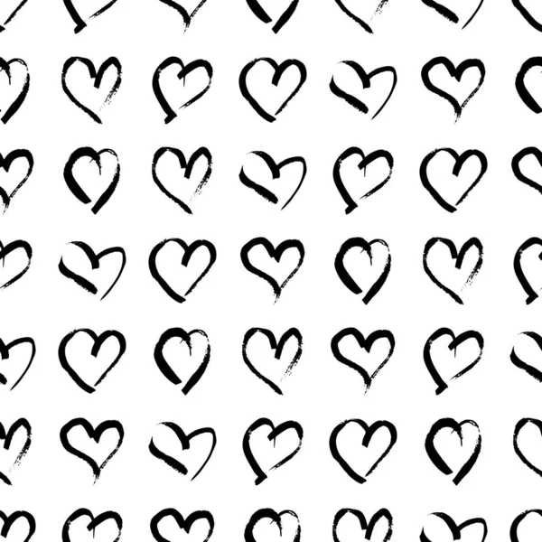 Motif sans couture avec des coeurs dessinés à la main — Image vectorielle