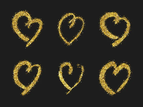 Zlatý třpyt čmáranice srdce na tmavém pozadí — Stockový vektor