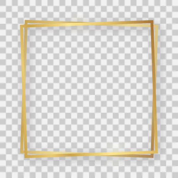 Подвійна золота блискуча квадратна рамка — стоковий вектор