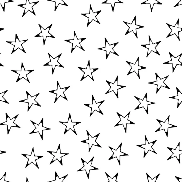 Seamless doodle hand drawn stars — Stock Vector