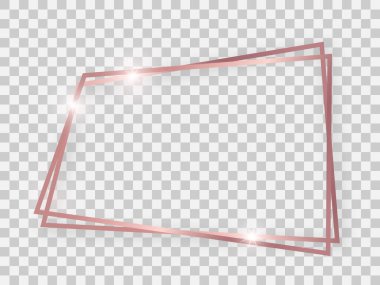 Double rose gold shiny trapezoid frame