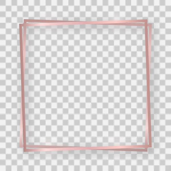 Διπλό ροζ χρυσό λαμπερό τετράγωνο πλαίσιο — Διανυσματικό Αρχείο