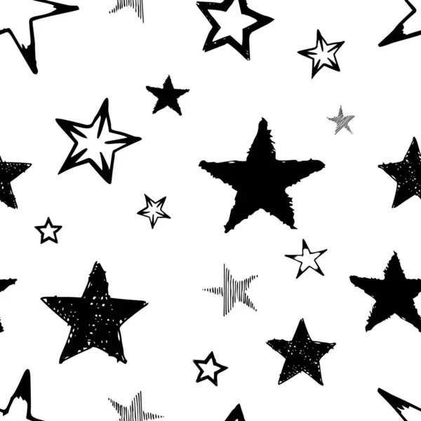 Estrelas desenhadas à mão sem costura doodle — Vetor de Stock