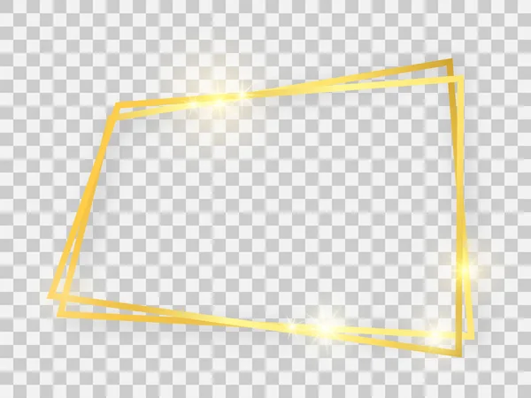 Çift altın parlayan trapezoid çerçeve — Stok Vektör