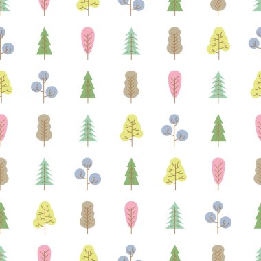 Seamless pattern with colored trees