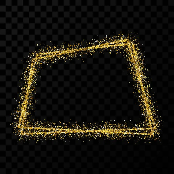 Marco trapezoidal doble brillante oro con efectos de luz — Vector de stock