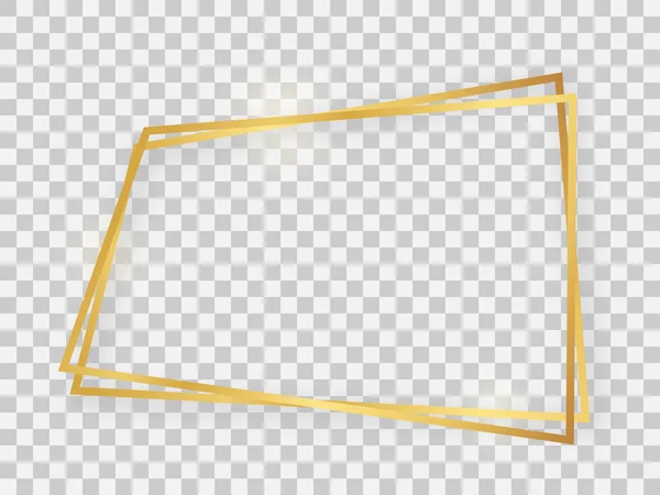 Double gold shiny trapezoid frame — Stock Vector