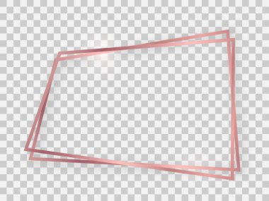 Double rose gold shiny trapezoid frame