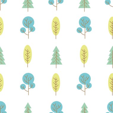 Seamless pattern with colored trees