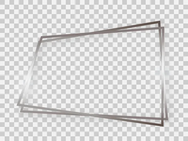 Double silver shiny trapezoid frame — Stok Vektör