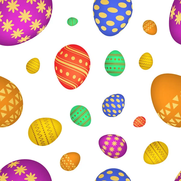 Patrón sin costuras con coloridos huevos de Pascua — Vector de stock