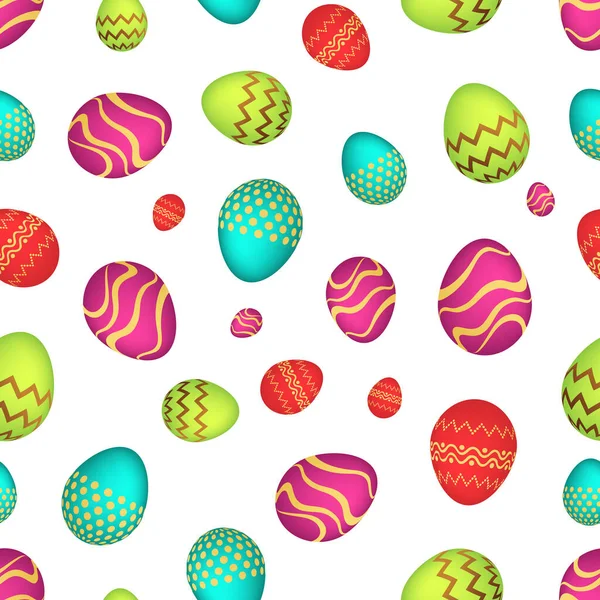 Patrón sin costuras con coloridos huevos de Pascua — Vector de stock