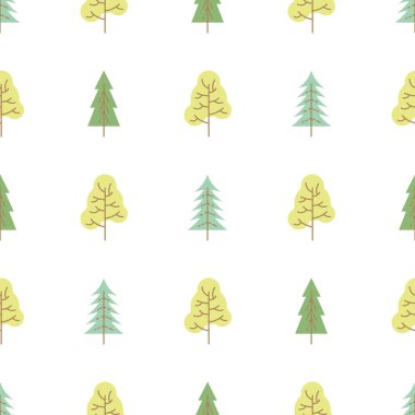 Seamless pattern with colored trees