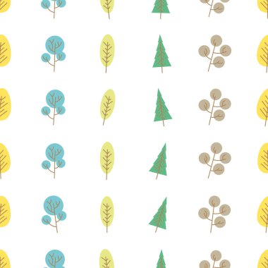 Seamless pattern with colored trees