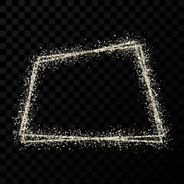 Marco trapezoidal doble brillante plateado con efectos de luz — Vector de stock