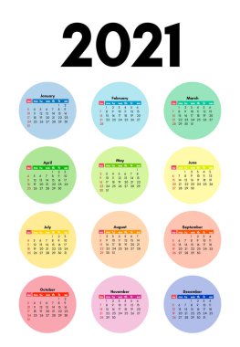 2021 takvimi beyaz arkaplanda izole edildi