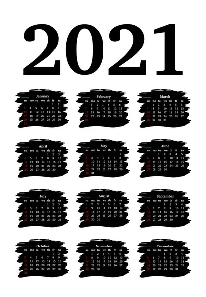 Kalender voor 2021 geïsoleerd op een witte achtergrond — Stockvector