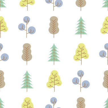 Seamless pattern with colored trees