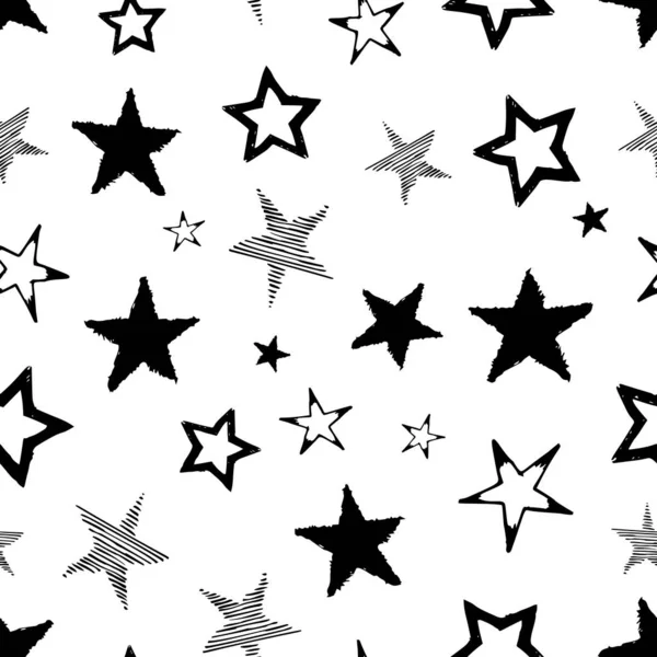 Бесшовные каракули с нарисованными звездами — стоковый вектор
