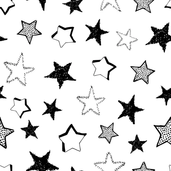 Estrelas desenhadas à mão sem costura doodle — Vetor de Stock