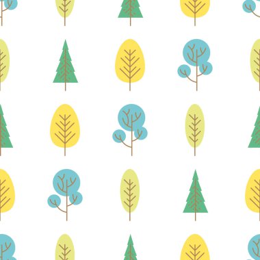 Seamless pattern with colored trees