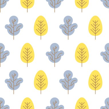 Seamless pattern with colored trees