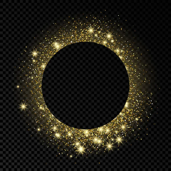 Zlatý kruhový rám se třpytkami — Stockový vektor