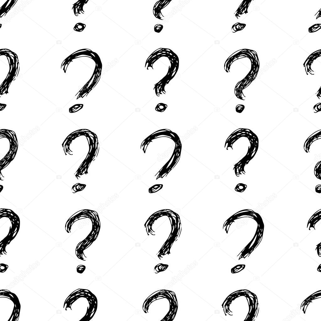 Seamless pattern with doodle question mark symbol
