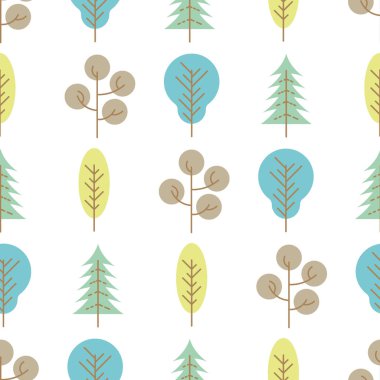 Seamless pattern with colored trees