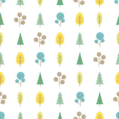 Seamless pattern with colored trees