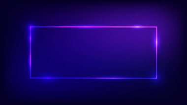 Parlak efektli neon dikdörtgen çerçeve 