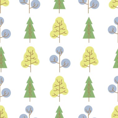 Seamless pattern with colored trees