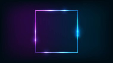 Parlak efektli neon kare çerçeve