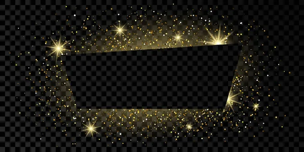 Cadre trapèze doré avec paillettes — Image vectorielle