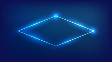 Parlak efektli neon eşkenar dörtgen çerçeve 