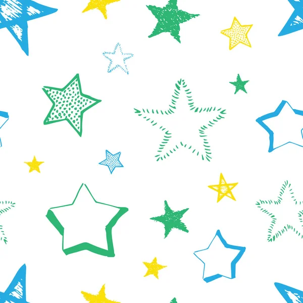 Estrelas desenhadas à mão sem costura doodle — Vetor de Stock