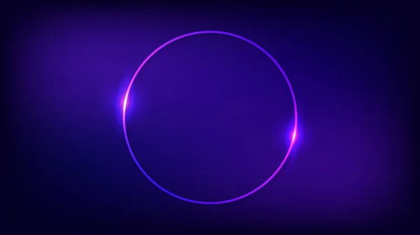 Neon rund ram med lysande effekter — Stock vektor