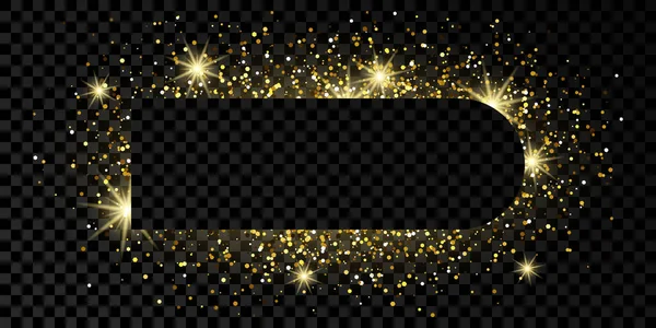 Quadro dourado com glitter, brilhos e flares — Vetor de Stock