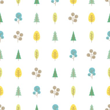 Seamless pattern with colored trees