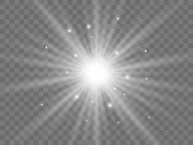 Şeffaf bir arkaplanda güneş ışığı