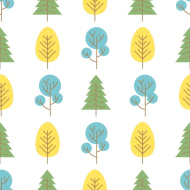 Seamless pattern with colored trees