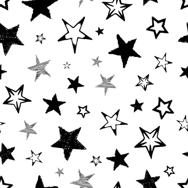 Nahtlos gekritzelte handgezeichnete Sterne — Stockvektor
