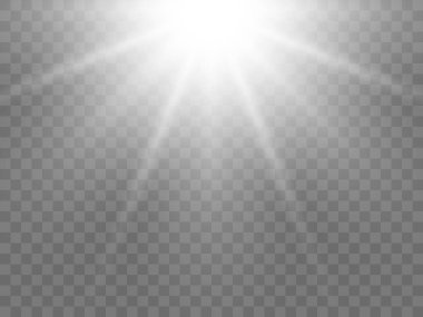 Şeffaf bir arkaplanda güneş ışığı