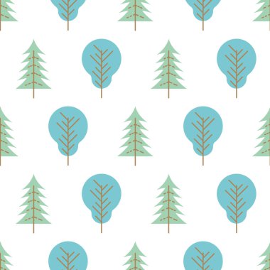 Seamless pattern with colored trees