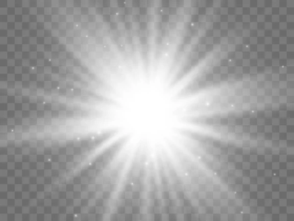 Luce del sole su uno sfondo trasparente — Vettoriale Stock